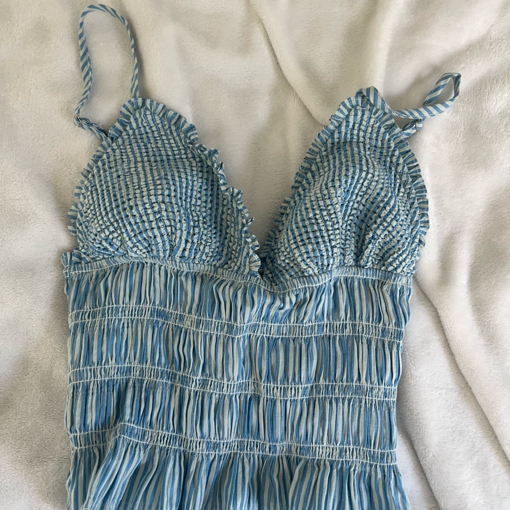 Show Me Your MuMu Dusty Blue Ruched Elastic Detail Top